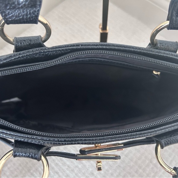 Danbury Mint “PC” Personalized Black Top Handle Satchel Handbag Gold Hardware - Picture 8 of 10